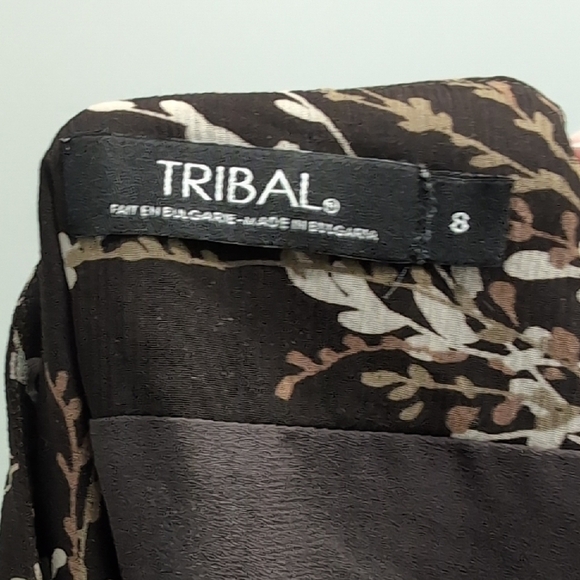 Tribal Brown And Tan Floral Midi Skirt Size 8 EUC - Picture 4 of 4